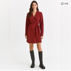 Frank & Eileen WILLA WRAP DRESS,Long Sleeves Triple Fleece Wrap Dress,